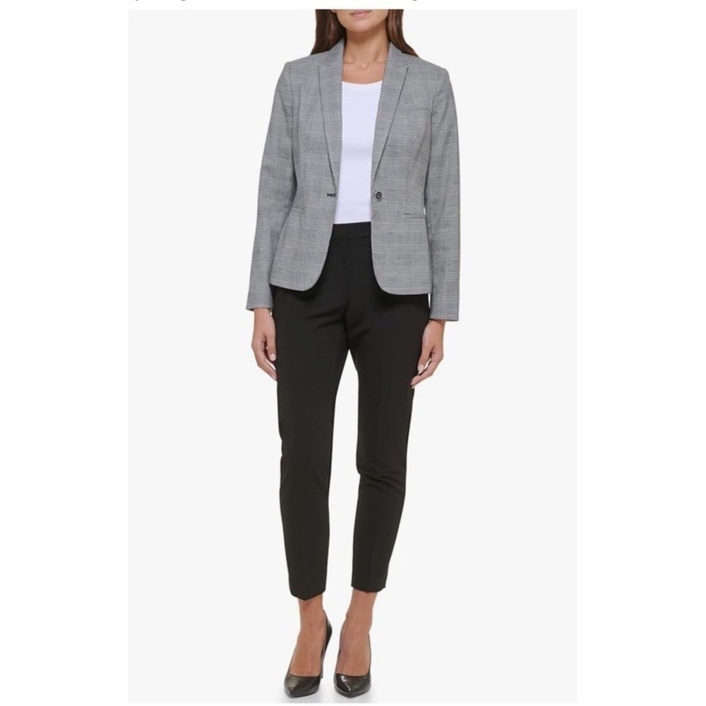 $149 Tommy Hilfiger womens Business Plaid Fitted Single Button Blazer Sz10 - Picture 2 of 8